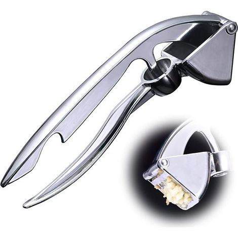 Presse Ail Denoyauteur Olives 2en1, Garlic Press Ecrase Ail Manuel Presse-Ail en Alliage de Zinc Denoyauteur Cerise et Prune Passe (1/4)