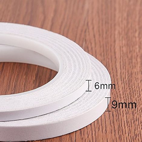 KUUQA 2 rouleaux de ruban adhésif double face pour bricolage, bureau, loisirs créatifs, salle de classe, 25 m par rouleau (6 mm et 9 mm) (1/3)