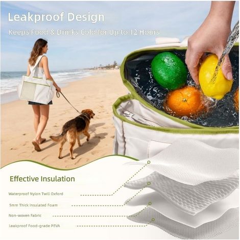 Ensemble sac fourre tout et à lunch isotherme 2 en 1, bandoulière pour ordinateur portable femmes (1/3)