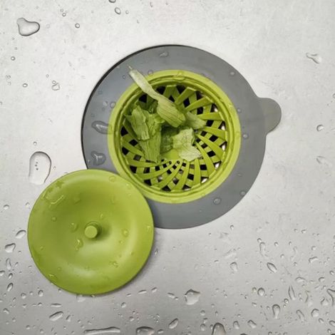 Filtre Évier - Bouchon Stopper avec Ventouse - Compatible Évier Cuisine Salle de Bain - Diamètre 11,2 cm Hauteur 3,2 cm - Matière PP + TPR - 1 Pièce (1/3)