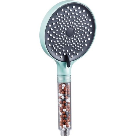 Douche vert menthe + Lot de 2 pommeaux de douche filtrants enveloppés de pierre avec économiseur d'eau (1/5)