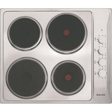Glemgas – Plaque électrique 4 foyers – 2 brûleurs mijotage 1000W et 1500W – 2 brûleurs haute vitesse 2000W – Intégrée acier inoxydable