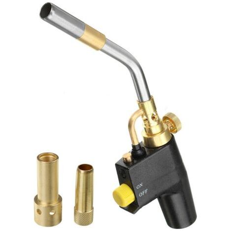 Kit de torche au propane haute intensité Torche à gaz MAPP avec allumage automatique et bouton en laiton Torche de soudage avec 3 buses (1/5)