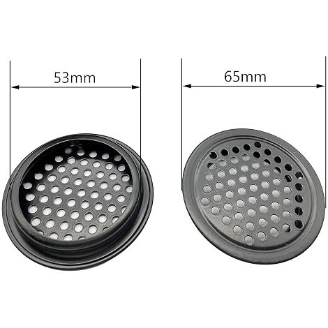 Lot de 20 - Grilles d'Aération Rondes En Acier Inoxydable Pour Camping-Voiture/salle De Bain/cuisine Etc Noir 53 mm (1/5)