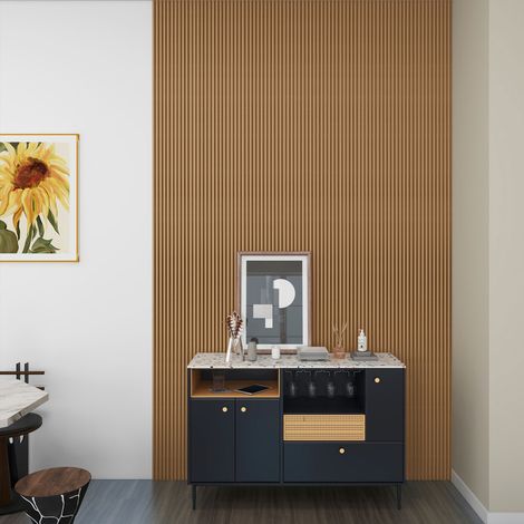 Panel revestimiento pared 270x12.2x1.2 cm alistonado efecto madera poliestireno Calora Slim Line Natural (0.33 m²) (1/5)