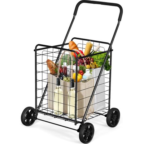 Folding Shopping Cart Portable Utility Grocery Versatile Rolling Cart 83L Basket (1/5)