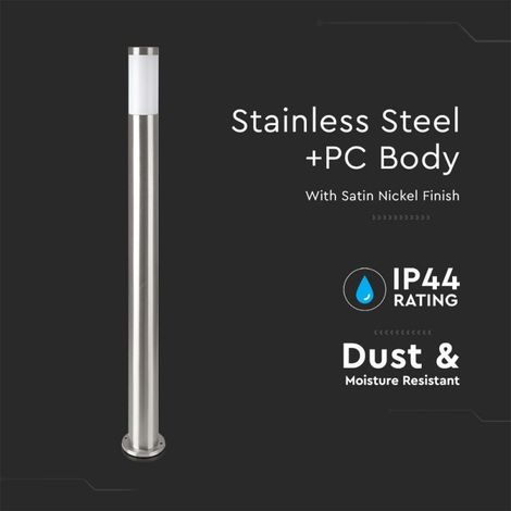 Lámpara de pie LED para jardín V-TAC de 110 cm con portalámparas E27 (máx. 60 W) en acero inoxidable IP44