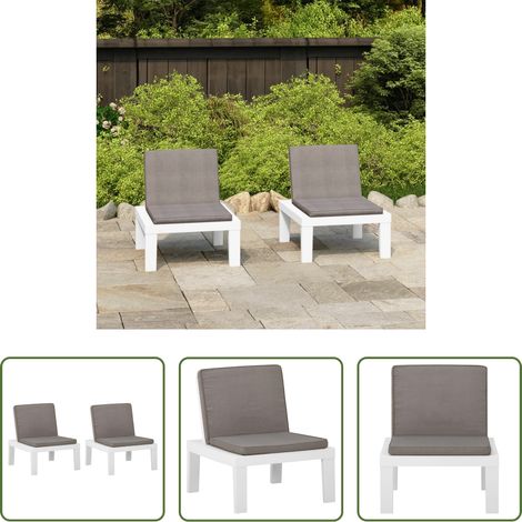 Gartenstühle - Gartenstühle mit Auflagen 2 Stk. Kunststoff Weiß (1/5)