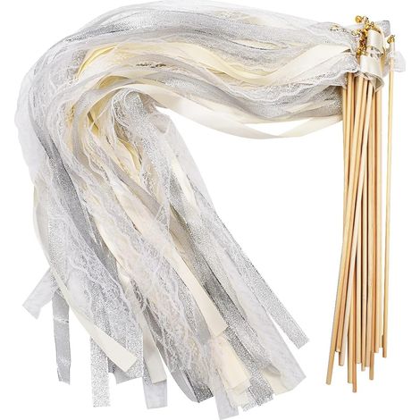 Baguettes De Mariage Romantique, 20 Pièces Baguettes De Ruban d'Encouragement De Mariage pour Le Mariage Fête d'Anniversaire De Noël Activités De Douche De Bébé Célébration De Vacances (1/5)