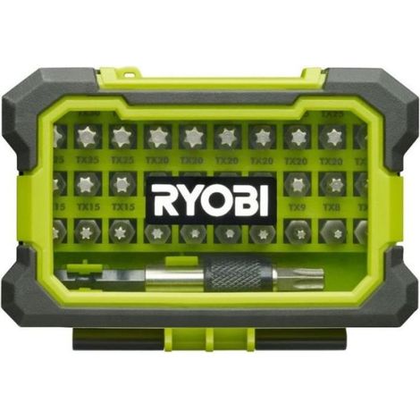 Coffret renforcé RYOBI 32 embouts de vissage Torx T7-T40 - porte-embouts a fixation rapide RAK32TSD