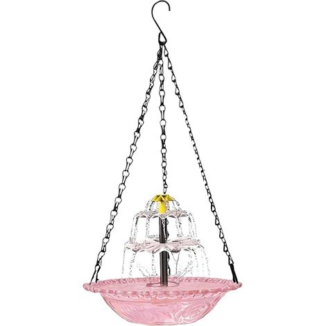 Abreuvoir Suspendu pour Oiseaux avec Fontaine Solaire, Bol Distributeur pour Oiseaux Sauvages, Plateau Multifonctionnel Rond pour extérieur, Balcon, Jardin et Cour (1/5)