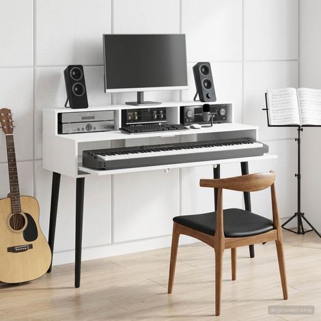 vidaXL Scrivania studio Bianco 110 x 42,5 x 36 cm Legno ingegnerizzato (1/5)