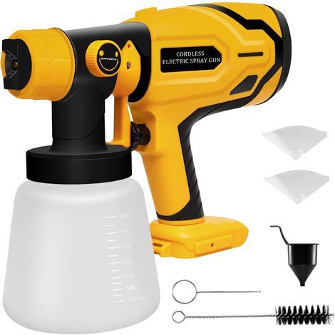 Pulvérisateur de peinture sans fil pour DEWALT, Pistolet à peinture électrique, pulvérisateur de peinture électrique HVLP sans air avec 4 accessoires) (1/5)