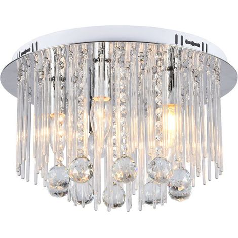 V-TAC Lampadario da soffitto design a Cristalli con Portalampade E14x5 Colore Argento H400xD240mm - 23359
