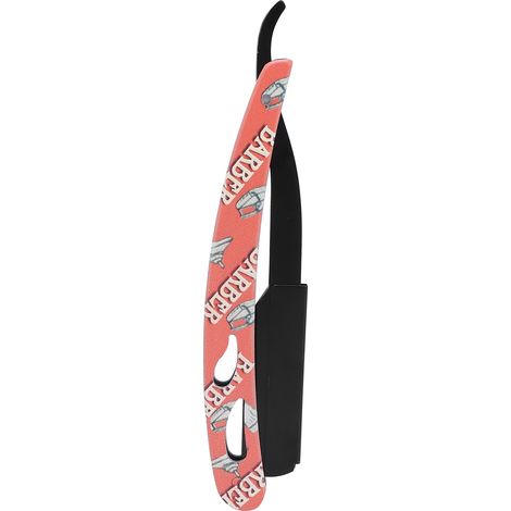 Rasoir manuel pour homme, lame droite, en acier inoxydable, rouge (sans lame) (1/5)