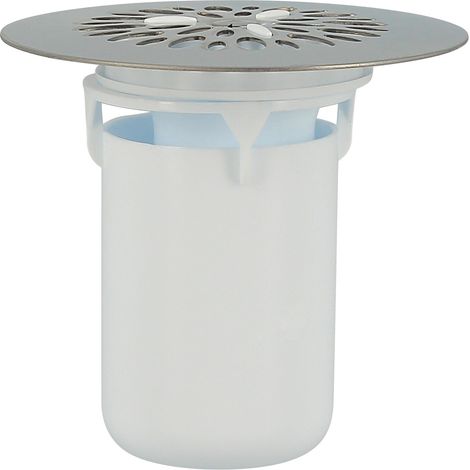 Tasse de bonde grille inox 84 mm – Pour receveur douche avec trou de 60 mm – Tube plongeur et culot inclus – Compatible avec vidages Nicoll – P-Pro