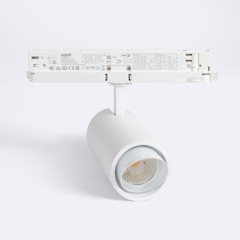 Spot LED Fasano Cylindre Biseau 30W pour Rail Triphasé CCT Sélectionnable Dimmable DALI Blanc (2700K - 3200K - 4000K) Sélectionnable