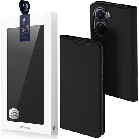 Dux Ducis Skin Pro Hülle Vivo Y16 / Y02s Brieftaschen-Holster-Klapphülle Schwarz (1/5)