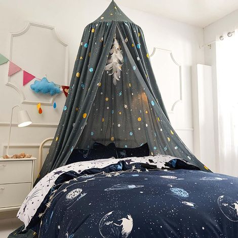 Housse de lit suspendue moustiquaire voyage pour enfant dôme rond princesse cm Planet 65 gris (1/5)