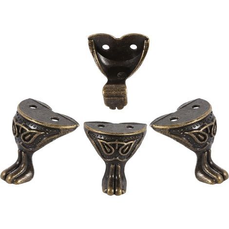 CCYKXA 4pcs Small Decorative Corner Legs for Jewelry Box,Small Decorative Corner Legs for Jewelry Box,Antique Brass Box Feet with Screws for Jewelry Chest,Wooden Storage Box