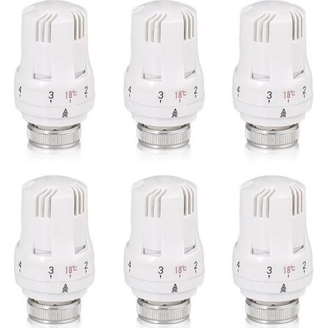 Thermostatischer Heizkörperkopf, 6 Stück Heizkörperventilkopf, Thermostatisches Heizkörperventil, M30 (1/5)