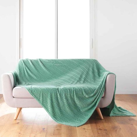 Plaid Flanelle Uni "Arya" 180x220cm Sauge (1/4)
