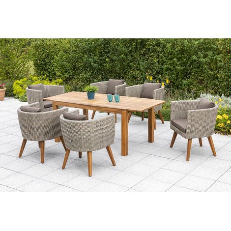 Imperia Set 7tlg 6 Sessel Kissen Tisch 150(200)x90cm