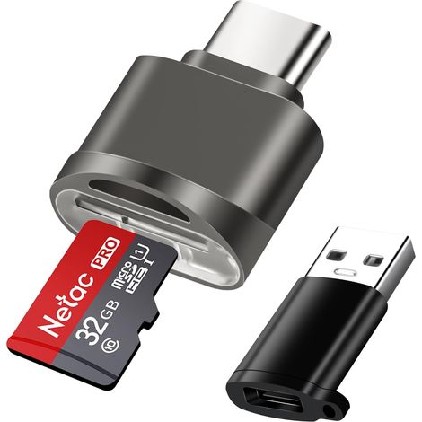 Lecteur de Carte Micro SD, Adaptateur de Lecteur de Carte mémoire de USB C avec USB C a USB A, USB C vers TF, Micro SD SDXC SDHC, Convient pour Téléphones Galaxy, Ordinateurs Portables, MacBook (1/5)