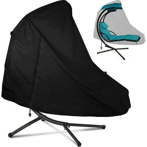 Hängesessel-Abdeckung, wasserdichte Hängesessel-Abdeckung, winddicht, UV-beständig, 420D Oxford-Gewebe – Schwarz (185 × 117 × 198 cm) (1/4)