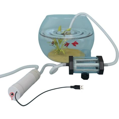 Aspiratore elettrico USB per sabbia da acquario, regolatore di livello dell'acqua, funzione sifone con tubo flessibile da 1 m e filtro per acquari di pesci e tartarughe. (1/2)