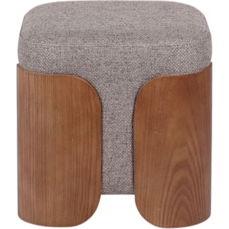 Amadeus - Pouf rond en tissu café et bois Ø35 cm Aubépine (1/5)