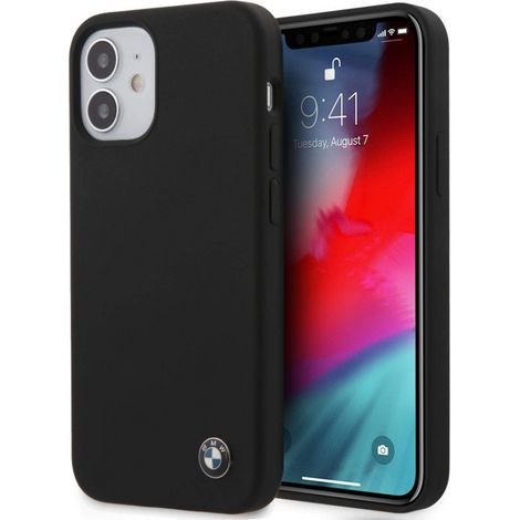 Coque rigide noire BMW BMHCP12SSILBK pour iPhone 12 mini 5,4" en silicone Signature