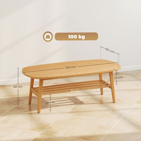 Table basse 120x60x42cm, avec rangement intégré, pour salon ou chambre, effet bois naturel, plateau pratique et structure stable, gain de place (1/5)