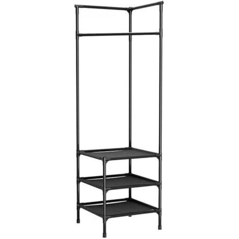 Porte-manteau d'angle en métal – 3 niveaux – Étagère à chaussures autoportante – Rangement optimisé pour bureau et chambre (1/4)