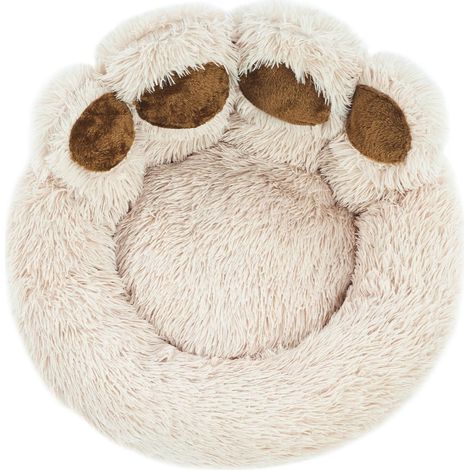 Panier pour chien et chat forme patte d'ours - Lit moelleux et confortable - Gris clair/Beige (1/5)