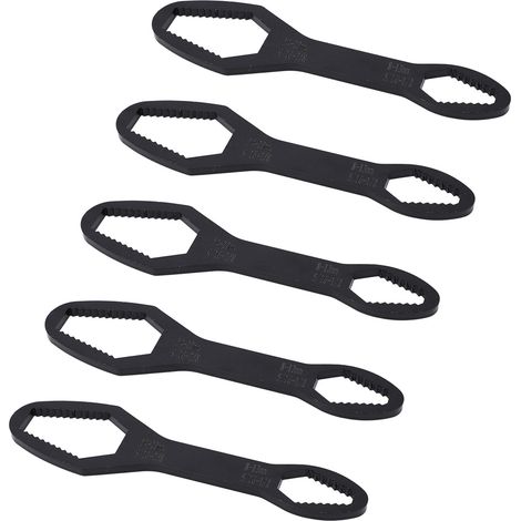 Clé à molette double extrémité réglable universelle, lot de 5, 8-22mm, auto-serrante multifonction, longueur 160mm D (noir). (1/5)