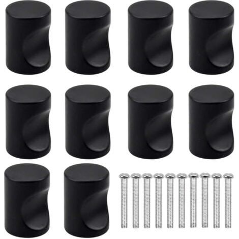 10PCS Noir Tiroir de Porte Poignée, Bouton de Meubles, Unique Trou Rond Boutons de Tiroir, Moderne Boutons de Porte, Poignées de Meuble pour Placard Armoire Cuisine, Chambre d'enfant (1/5)
