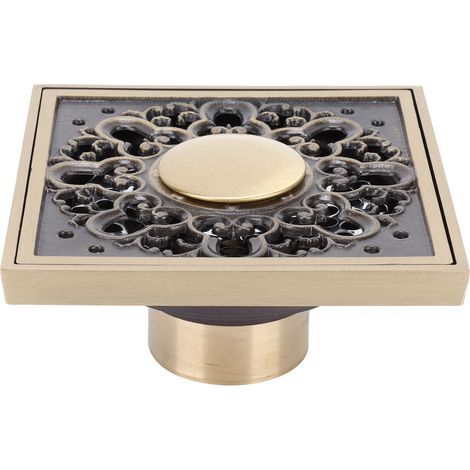 Kit de siphon de sol désodorisant. siphon de douche encastré en cuivre antique pour cuisine et salle de bain. 10 x 10 cm. modèle peu profond (1/4)