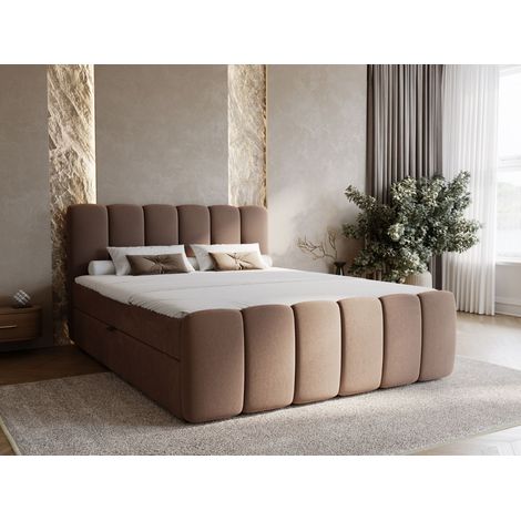 Lit continental Cloud avec rangement 200 x 200 double, velours, marron (1/5)