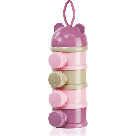 Milchpulverspender, Babypuderspender, tragbar mit 4 Fächern und Ausgießer, stapelbare Behälter, geeignet für Snacks, Milchpulver, Gebäck (1/5)
