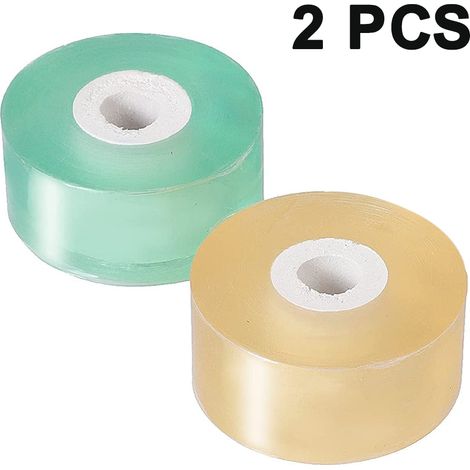 Lot de 2 rubans de greffage extensibles pour jardin, réparation de plantes, film floral pour arbres fruitiers et fleurs, et ruban de bourgeonnement en polyéthylène (jaune, vert) (1/5)
