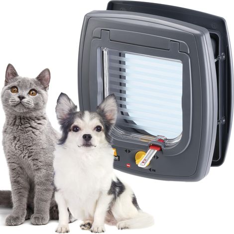 Porte Chats et Petits Chiens, Chatiere, Entrée et Sortie Contrôlables à 4 Voies, Proctection Contre Les Courants d'air, Indicateur de Dernier Passage, Swing 5 Chatiere pour Chat Chien, Gris (1/5)