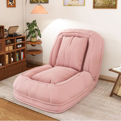 Canapé convertible 180x90x26 cm en tissu rose, modulable gain de place pour salon FloraGrace (1/5)