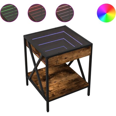 Table basse Table de salon Table de café avec LED Infinity chêne fumé 40x40x49 cm (1/5)