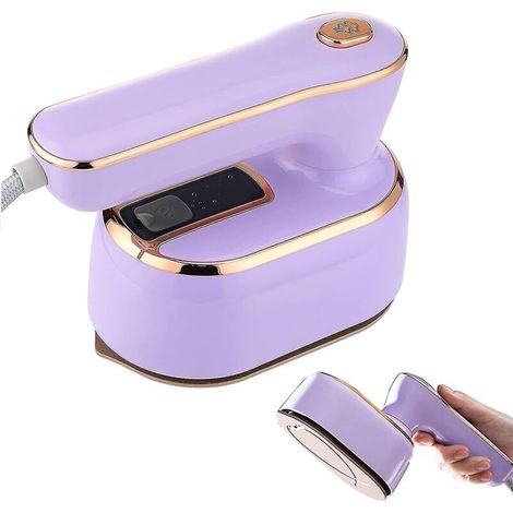Mini-Dampfbügeleisen, antihaftbeschichtete Keramiksohle, 1000 W, faltbar und tragbar, heizt in 20 Sekunden schnell auf, kompatibel mit europäischen Steckern, lila. (1/5)