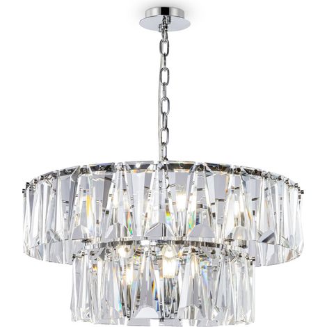 Lampadario Contemporaneo Puntes Metallo Cromo 12 Luci Diffusori (1/5)