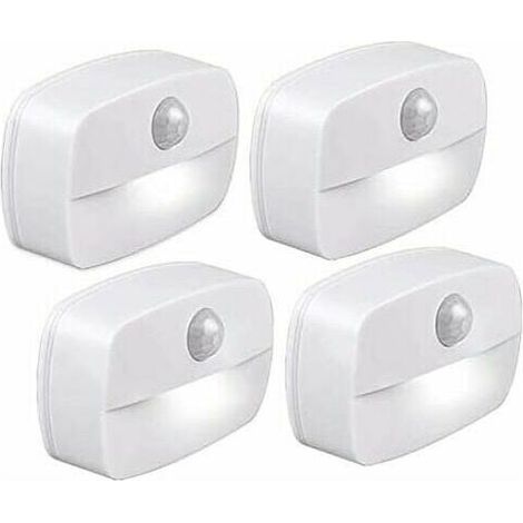 RHG Veilleuses LED automatiques [Lot de 4] Appliques murales adhésives à capteur, [Classe énergétique A++] (Blanc)
