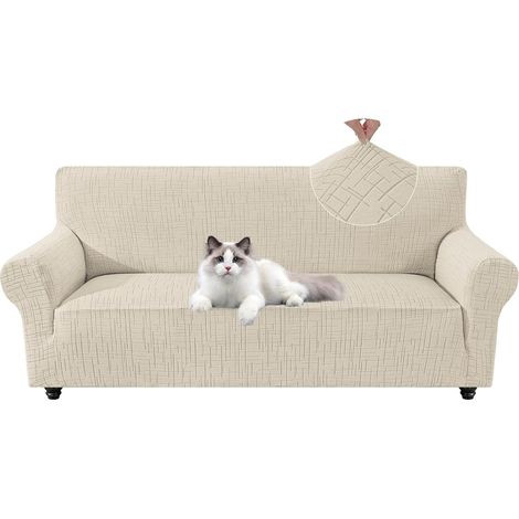 1 Housse De Canapé Extensible 3 Places, Tissu Antidérapant Polyester, Protection Griffures Animaux, Salon (1/5)