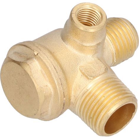 Clapet Anti-Retour 3 Voies Laiton Raccord Fileté Accessoire Compresseur 7mm 14mm 16mm (1/5)