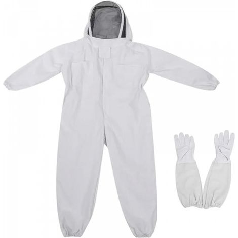Combinaison d'apiculture pour enfants, combinaison une pièce avec capuche et voile, vêtements de protection pour enfants, tenue d'apiculture (blanc, taille M) (1/5)